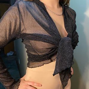 Sparkling Mesh Cardigan Top